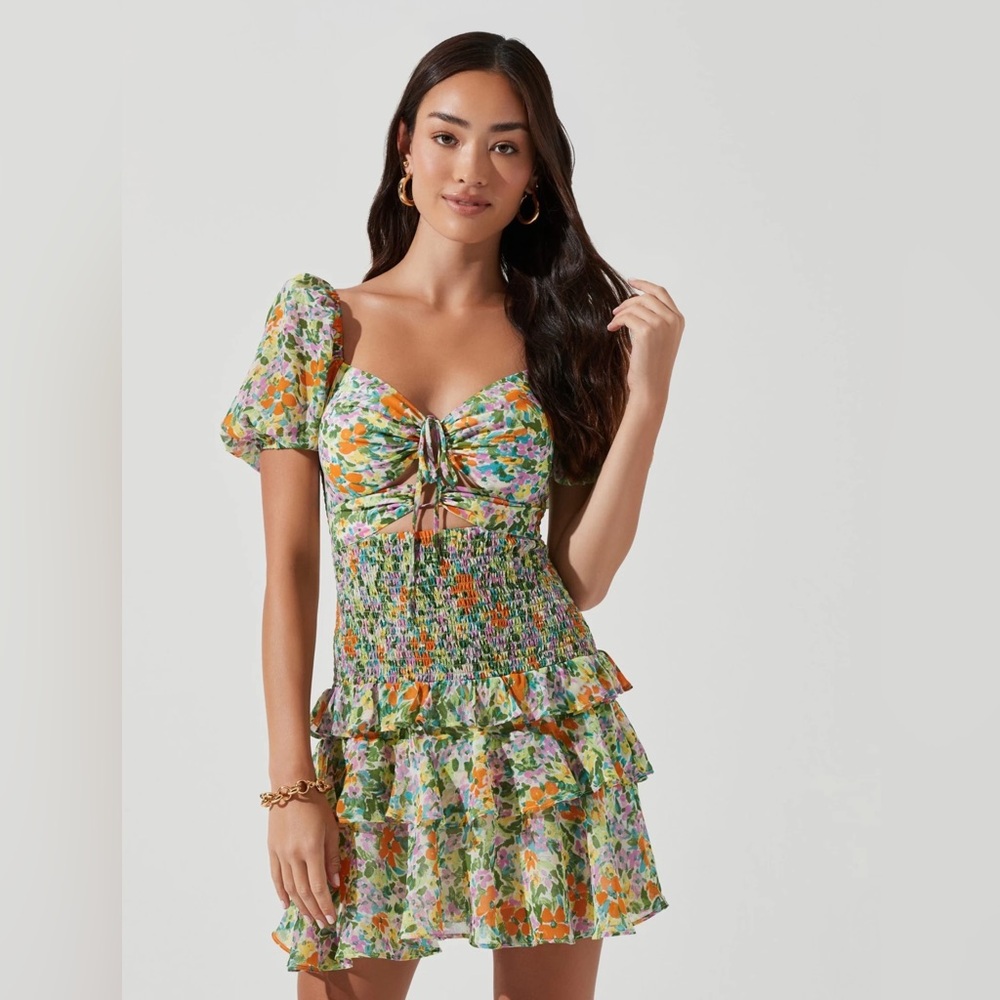 Astr Multicolor Garland Floral Mini Dress